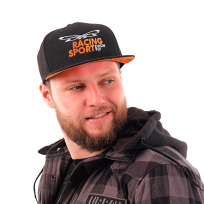 Бейсболка Modern DF Black-Orange. Racing Sport (Прямой козырек)