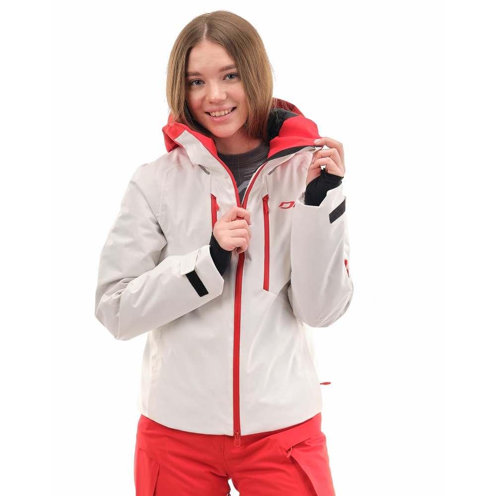 Куртка горнолыжная утепленная Gravity Premium WOMAN Gray-Red Fluo