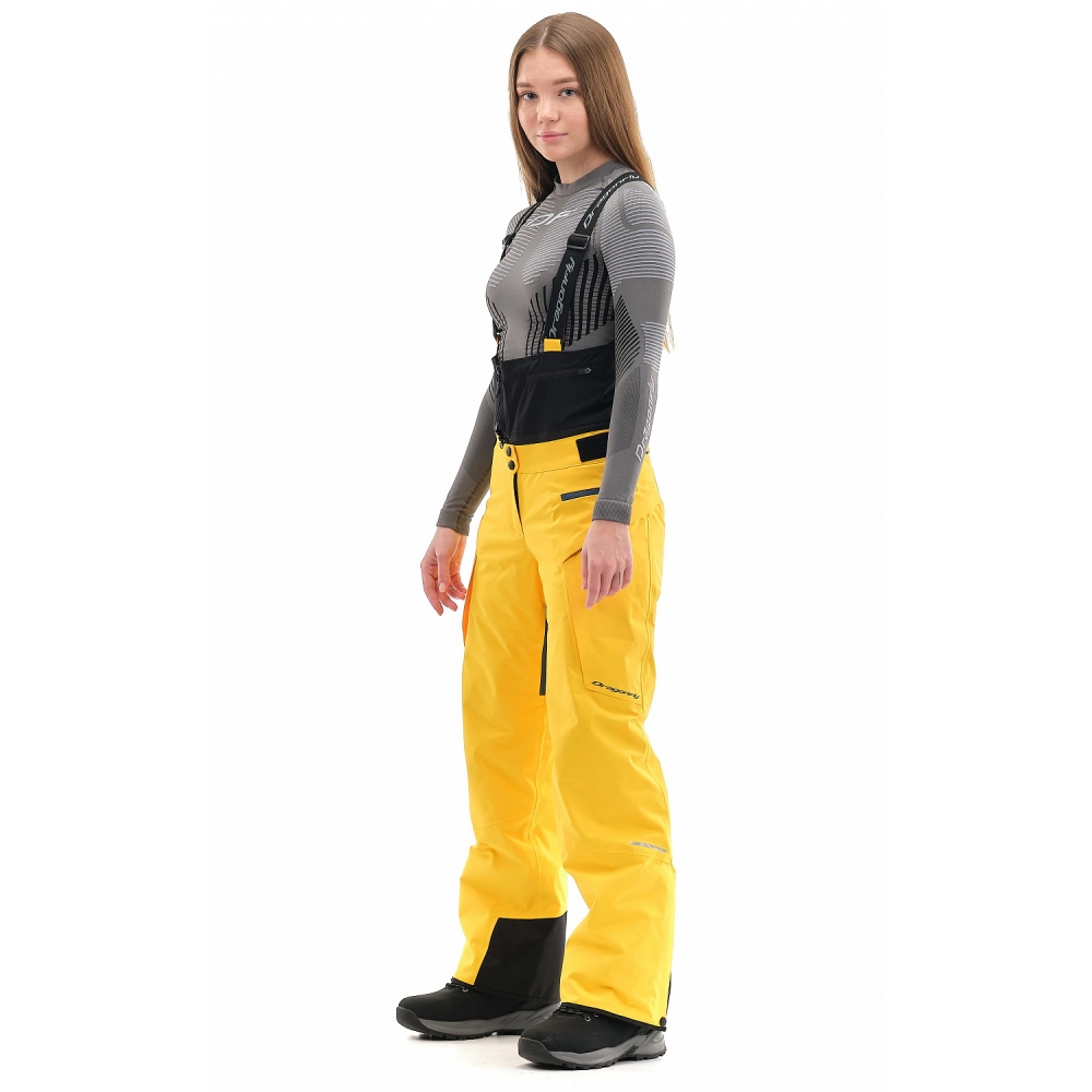 Штаны горнолыжные утепленные Gravity Premium WOMAN Yellow-Dark Ocean